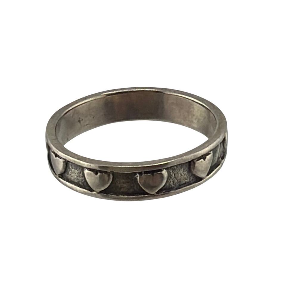 NEW Sterling Silver Artisan Heart Band Ring Size 6